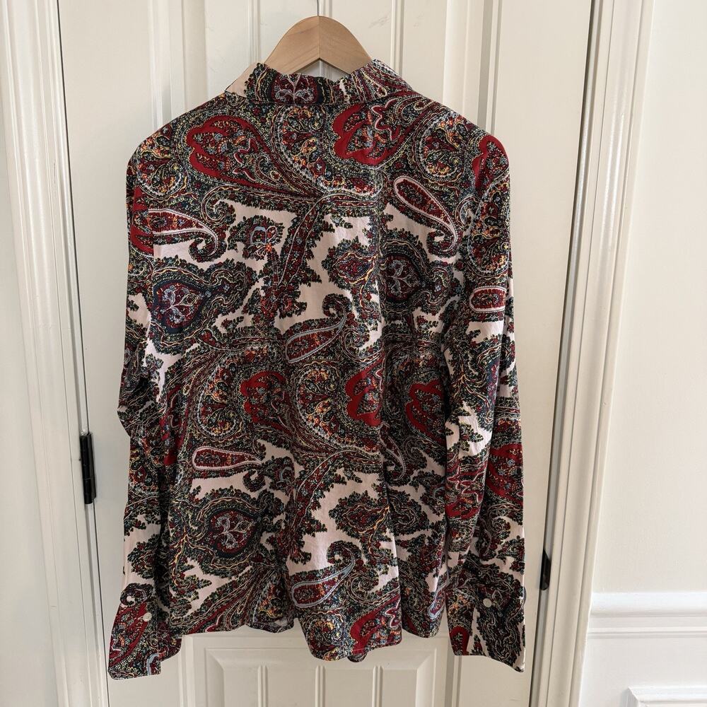 Talbots Paisley Long Sleeve Button Up Woman’s Top Size XL - Picture 7 of 10